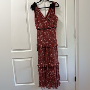 Lulu’s size medium red and black floral midi dress